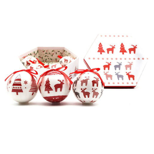 Božićne kuglice, 7,5 cm/7 kom, jelke-jeleni