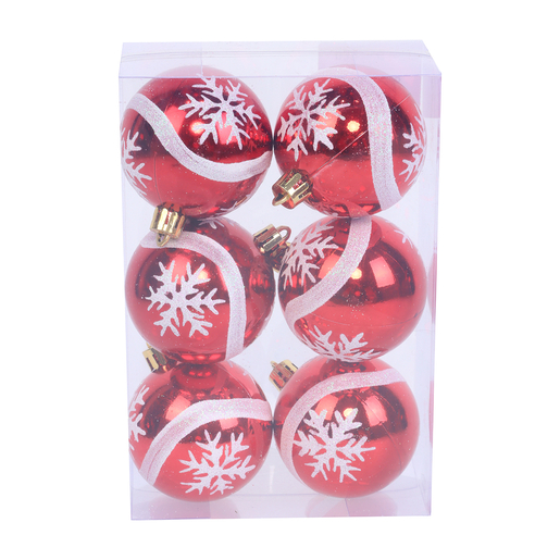 Božićne kuglice, 8 cm, 6 kom, crvene