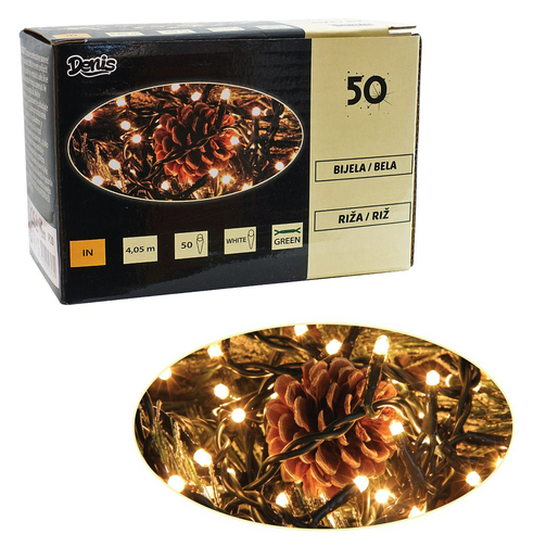 LED lampice, riža, bijelo svjetlo 50L