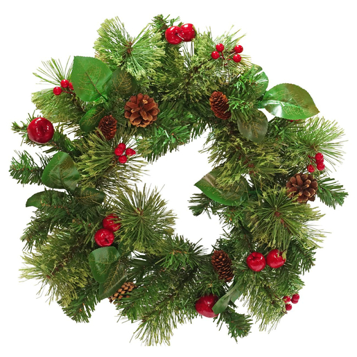 Božićni vijenac za vrata, zeleno-crveni, 40cm