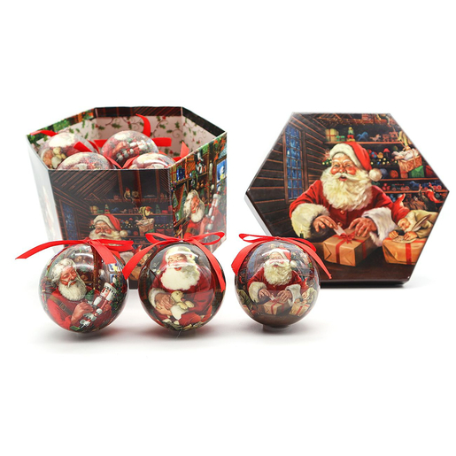 Božićne kuglice, 7,5 cm/14 kom, Djed Mraz