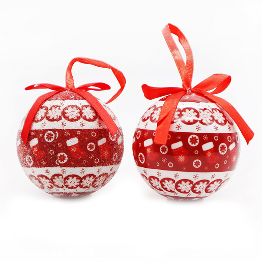 Božićne kuglice, 7,5 cm/14 kom, crveno-bijele