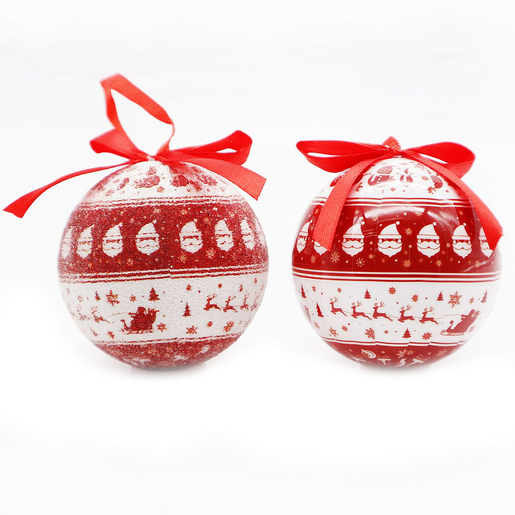 Božićne kuglice, 7,5 cm/14 kom, crveno-bijele