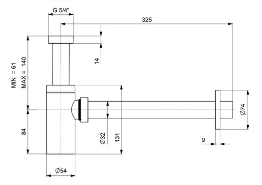 SINK SOLUTION sifon za umivaonik, crni