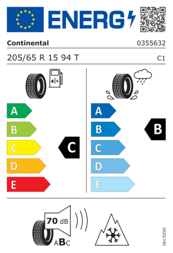 Continental 205/65R15 WinterContact TS-870 94T,Pot: C,Pri: B,Buka: 70dB