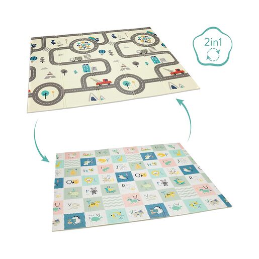 Fillikid dvostrana podloga za igru Street&Animals, 180x200 cm