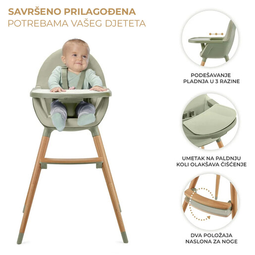 Kinderkraft hranilica Fini 2 2u1, zelena