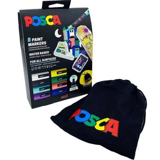 Set markera, Uni Posca, pc-5m 8kom + poklon Posca platnena vrećica