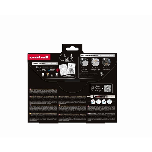 Božićni set markera, Uni, kreda marker pwe-5m 4 kom + 2 šablone u kutiji (set 01)