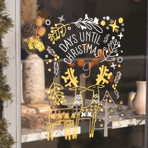 Božićni set markera, Uni, kreda marker pwe-5m 4 kom + 2 šablone u kutiji (set 01)