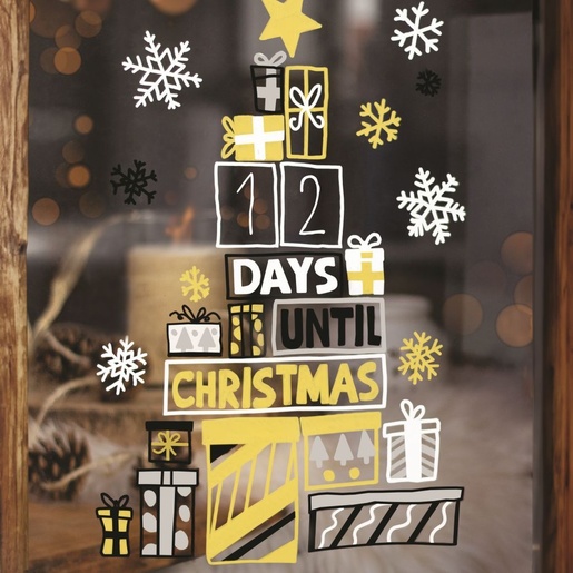 Božićni set markera, Uni, kreda marker pwe-5m 4 kom + 2 šablone u kutiji (set 01)