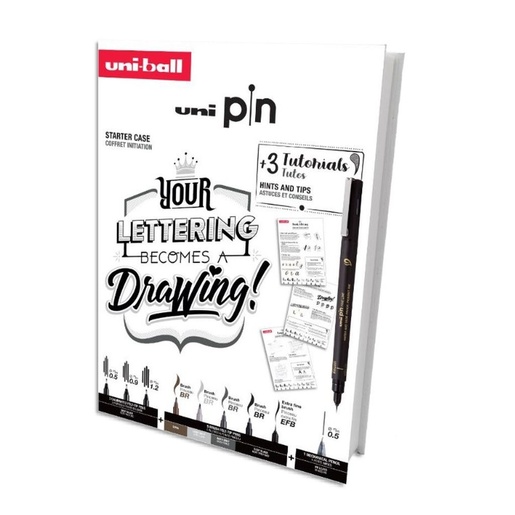 Set markera, Uni Pin, (8kom), lettering s uputama + tehnička olovka M5-228 (0,5)