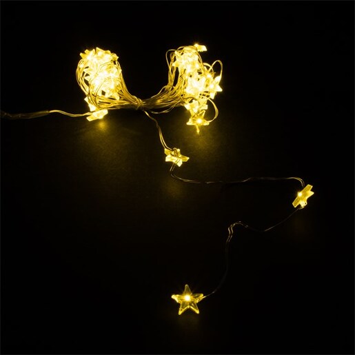 LED lampice niz bat./30L/3m žute zvjezdice 3xAA