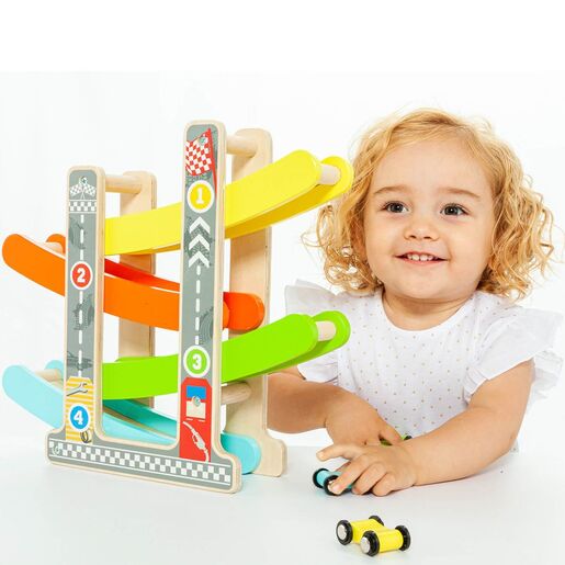 Molto drvena cik-cak staza sa 4 automobila