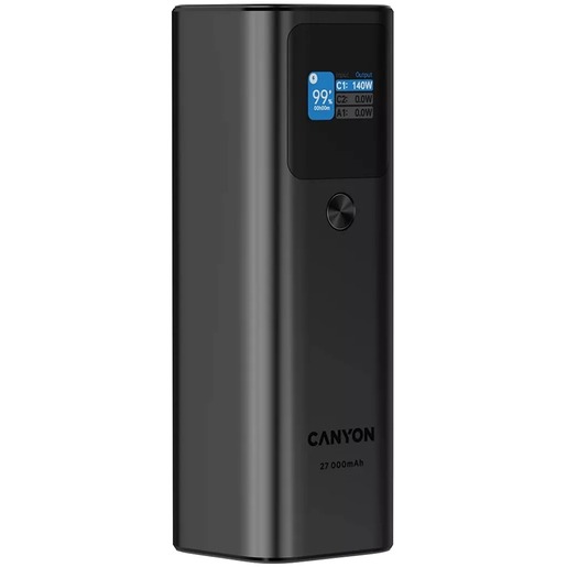 CANYON power bank PB-2010, 27000 mAh, 97.2Wh, PD 140W, QC 3.0, sivi