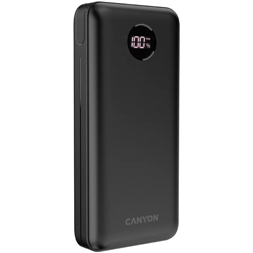 CANYON power bank PB-2002, 20000 mAh, PD 20W, QC 3.0, crni