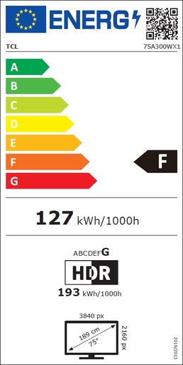 TCL 75" QLED TV 75A300W, 4K UHD, Google Smart TV, Dolby Vision IQ & Dolby Atmos, HDR10+