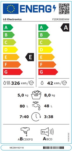 LG perilica-sušilica rublja F2DR508SWW