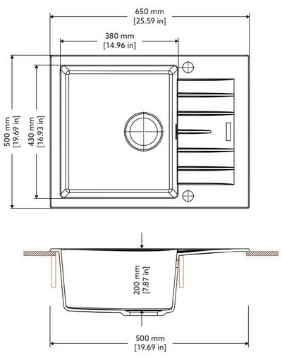 Sudoper Carysil City D-100 + SHR Vida Deep Black