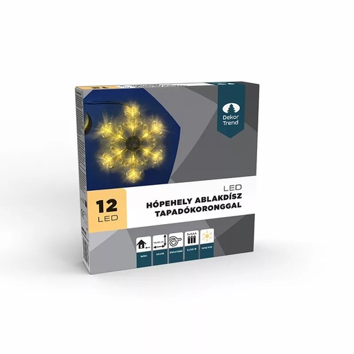 LED 12 božićna dekoracija za prozor, snježna pahuljica