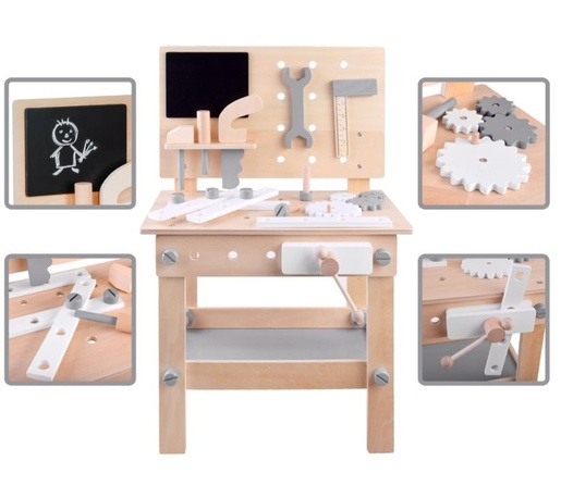 Drveni stol s alatom za djecu