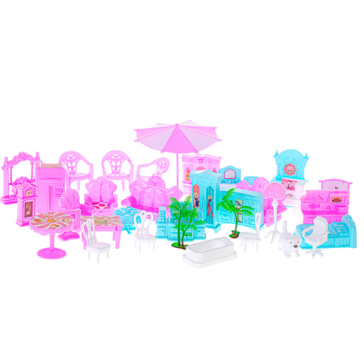 Kućica za lutke s namještajem 4 razine, roza