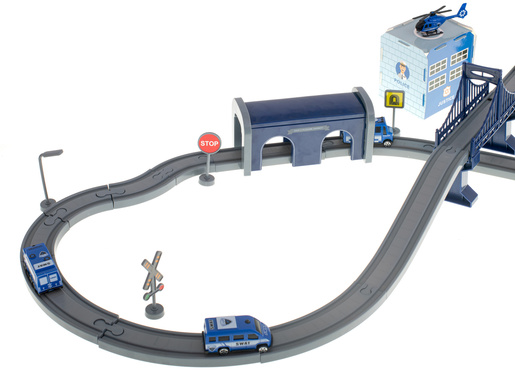 Električni vlak policijski automobili 92 elementa 3m