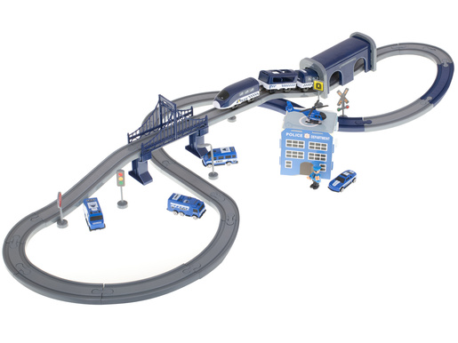 Električni vlak policijski automobili 92 elementa 3m