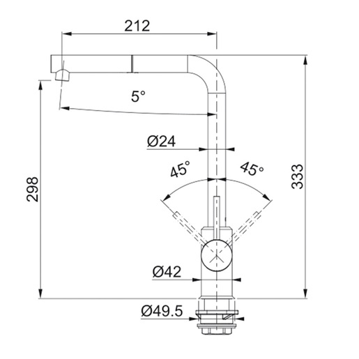 Franke Sirius-D L slavina, crna/krom