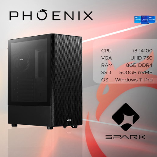 Phoenix SPARK Y-229, Intel Core i3-14100, 8GB RAM, 500GB M.2 SSD, Intel UHD Graphics 730, Windows 11 Pro, stolno računalo