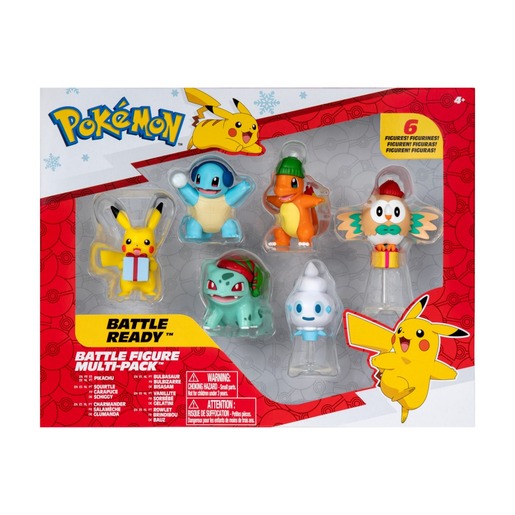 Pokemon Figurica "Battle Figure" 6Pk - Bulbasaur, Charmander, Squirtle, Pikachu, Rowlet, Vanillite
