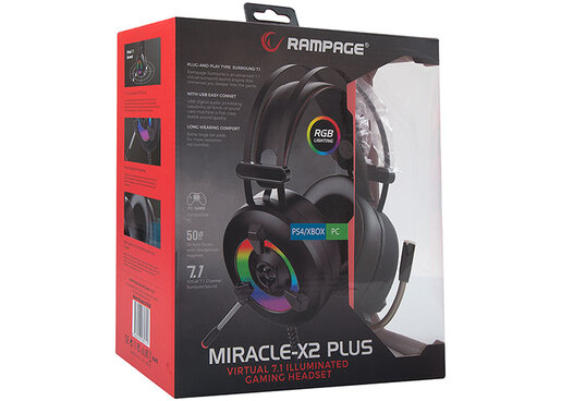 Slušalice RAMPAGE Miracle-X2 Plus, mikrofon, RGB, 7.1 Surround Sound, PC/PS4/PS5, USB