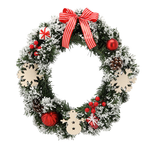 Božićni vijenac - 40 cm - Ukrašen snježnim detaljima