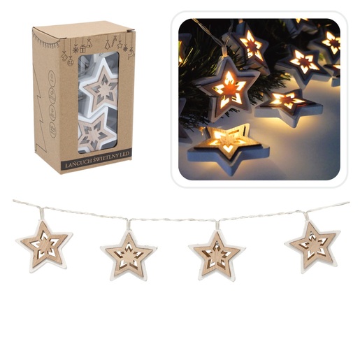 Božićne LED lampice na baterije – 10 svjetala s motivom zvjezdica