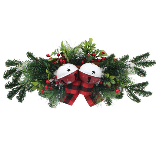 Božićni vijenac za vrata sa zvoncima i mašnom