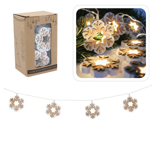 Božićne LED lampice na baterije - 10 svjetala s motivom drvenih pahulja