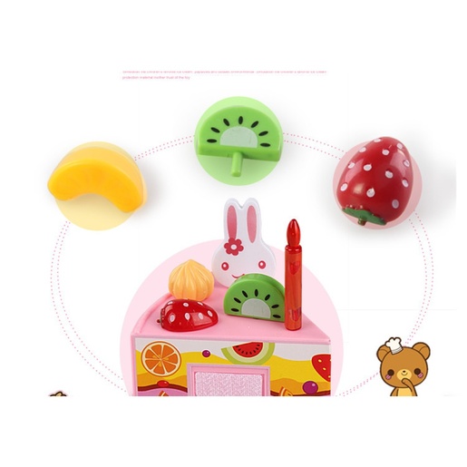 Igračka roza rođendanska torta za rezanje 75 kom.