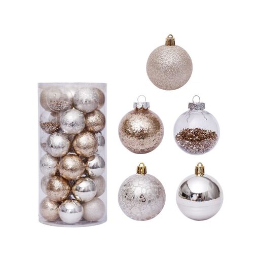 Kuglice zlatno-srebrne 6 cm, 30/1 pak
