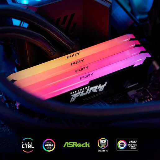 Memorija Kingston 8GB DDR4 3200MHz, FURY Beast RGB, DIMM (KF432C16BB2A/8)
