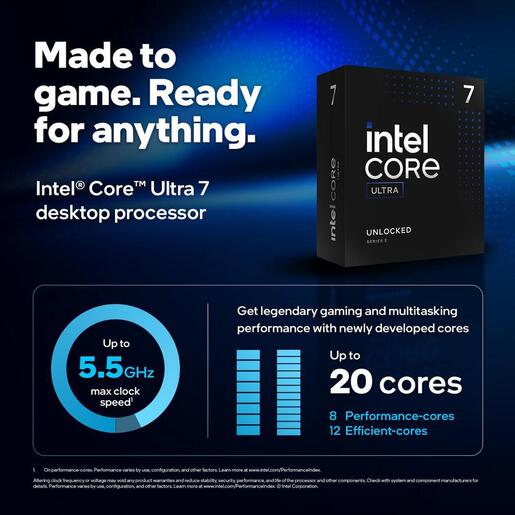 Procesor Intel Ultra 7 265K 3.9/5.5GHz, 20C/20T, LGA1851 (BX80768265K)