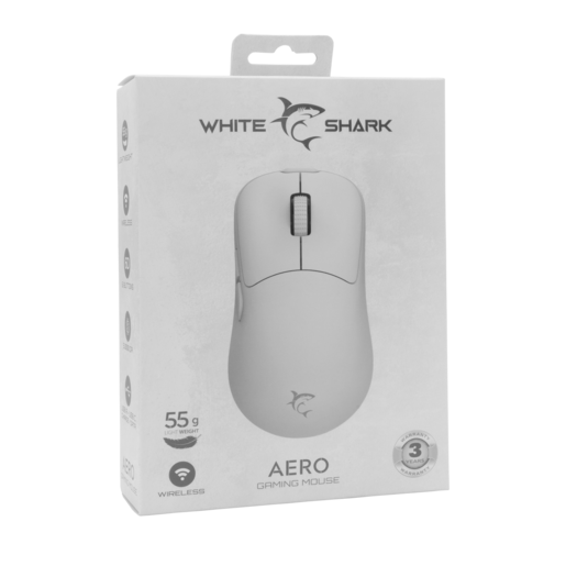 White Shark miš WGM-5015 AERO, bežični, 10.000 DPI, bijeli