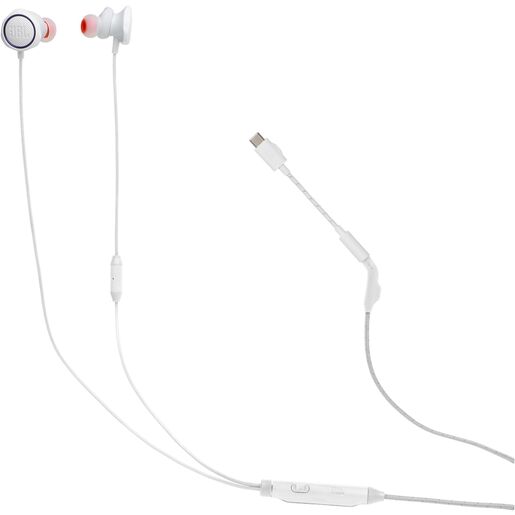 JBL Quantum, žičane slušalice, USB-C, bijele