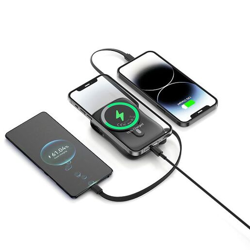 MaxMobile Magsafe bežični power bank C1020W, 10000mAh, 20W, PD USB-C, crni