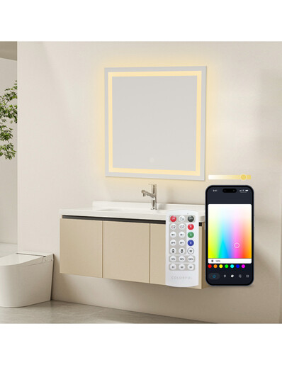 KSIX, Aqua Smart Mirror, Nemagljenje 70x70 cm, zvučnik, RGB + Topla bijela