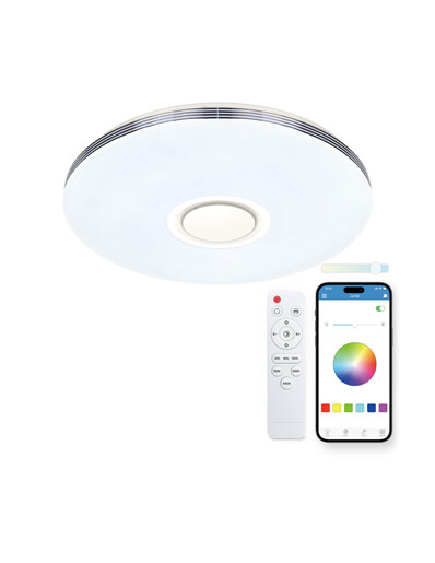 KSIX, Aura SmartLED stropna svjetiljka, ugrađeni zvučnik 5 W, RGBIC+CCT, 49cm