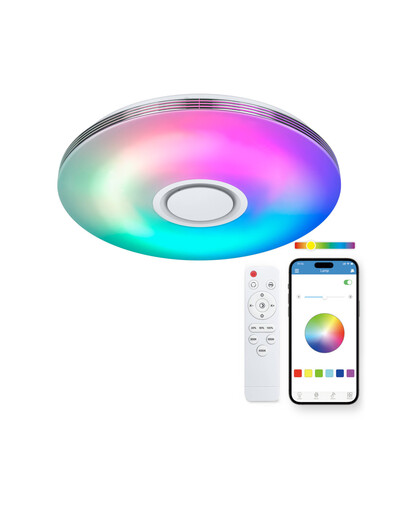 KSIX, Aura SmartLED stropna svjetiljka, ugrađeni zvučnik 5 W, RGBIC+CCT, 49cm