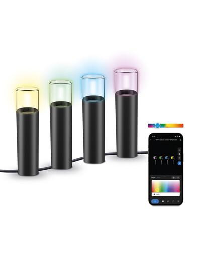 KSIX, set od 4 SmartLED vanjska svjetionika, WiFi + APP uključen,12W, 200 lumena