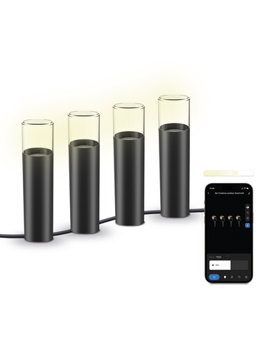 KSIX, set od 4 SmartLED vanjska svjetionika, WiFi + APP uključen,12W, 200 lumena