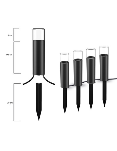 KSIX, set od 4 SmartLED vanjska svjetionika, WiFi + APP uključen,12W, 200 lumena