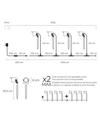 KSIX, set od 4 vanjska reflektora SmartLED, WiFi+APP uključen, 18W, 900 lumena